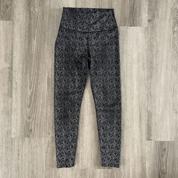 Carbon38 Lace Floral Pearl Print Metallic Leggings Small - Picture 2 of 6